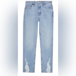 TOPSHOP Dundee Ripped Cuff Straight Leg Jeans